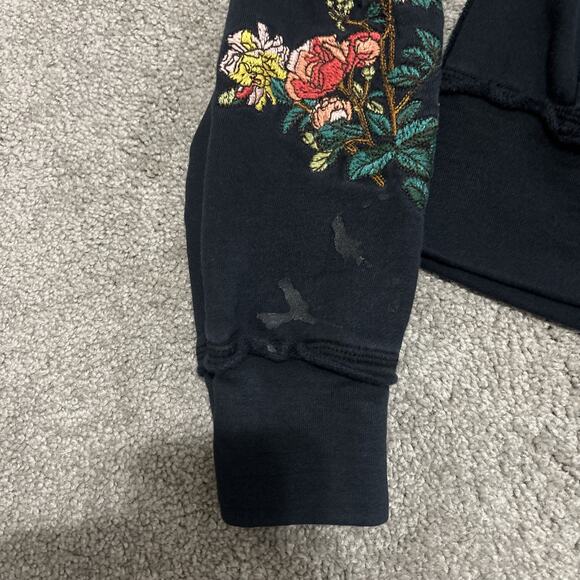 JWLA Johnny Was Black Chain Stitch AMOUR Lion Y2K Zip Sweatshirt Size Small - Picture 7 of 12